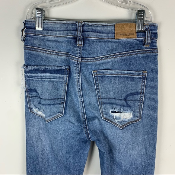American Eagle Highest Rise Super Stretch X Distressed Raw Hem Jeggings - Picture 8 of 8